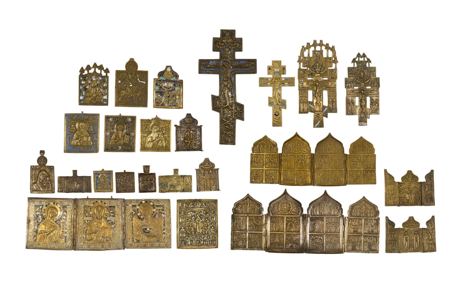 19th Century Russian Brass Icon Assortment (1 of 2)