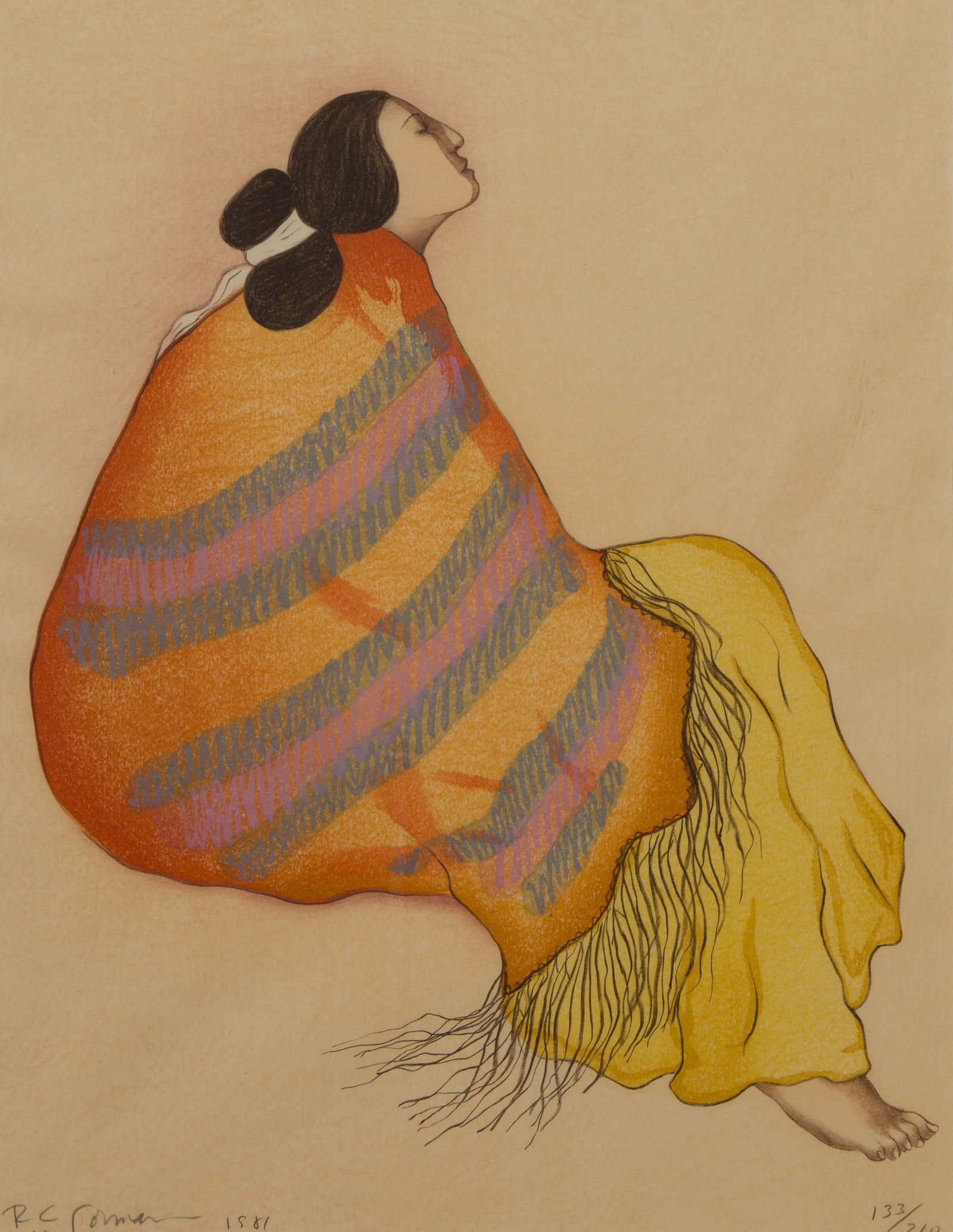 R C Gorman (American / Navajo, 1931-2005) 'Nihon' Woodblock Print (1 of 10)