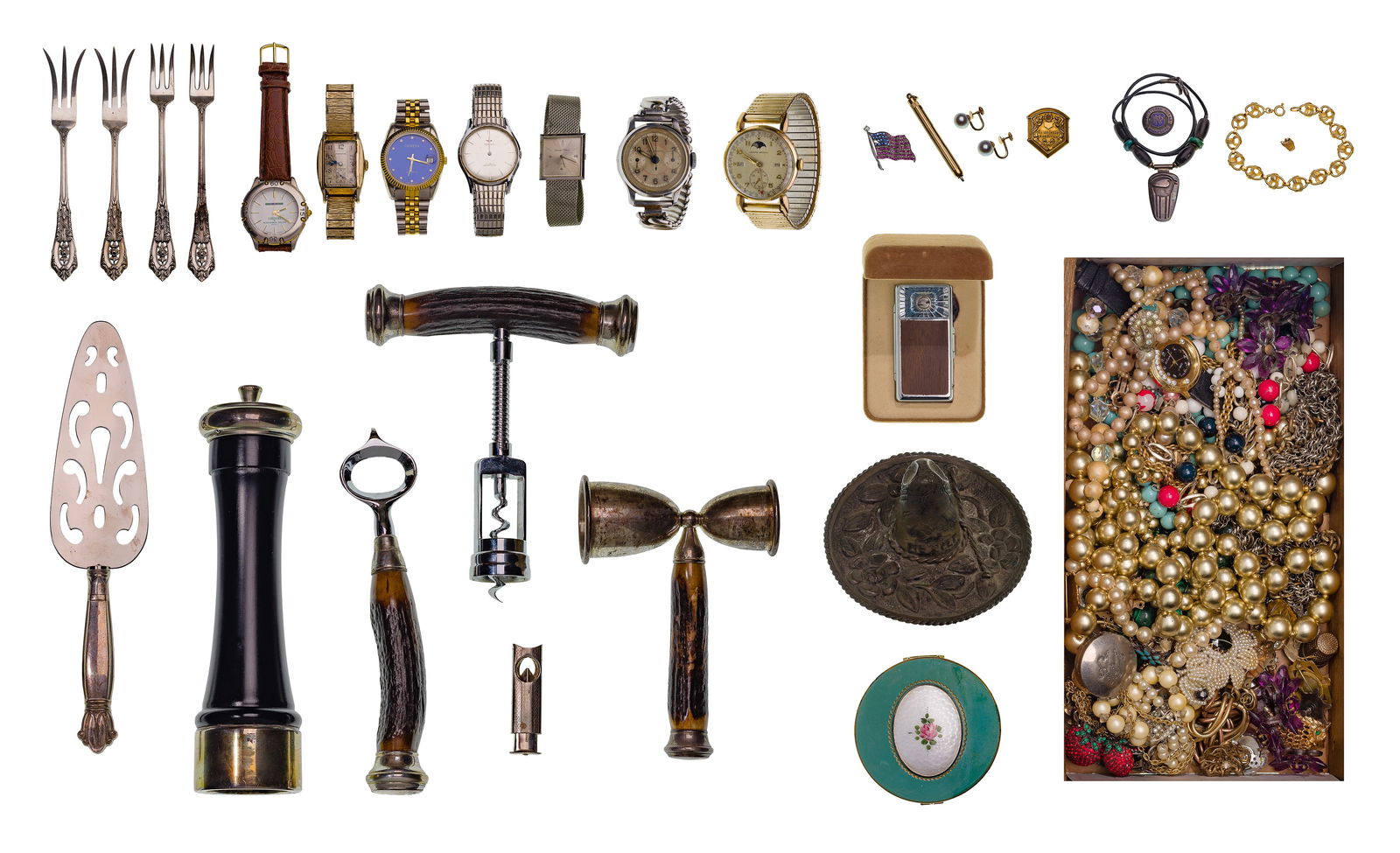 Gold, Sterling Silver and Costume Jewelry and Watch Assortment (1 of 9)