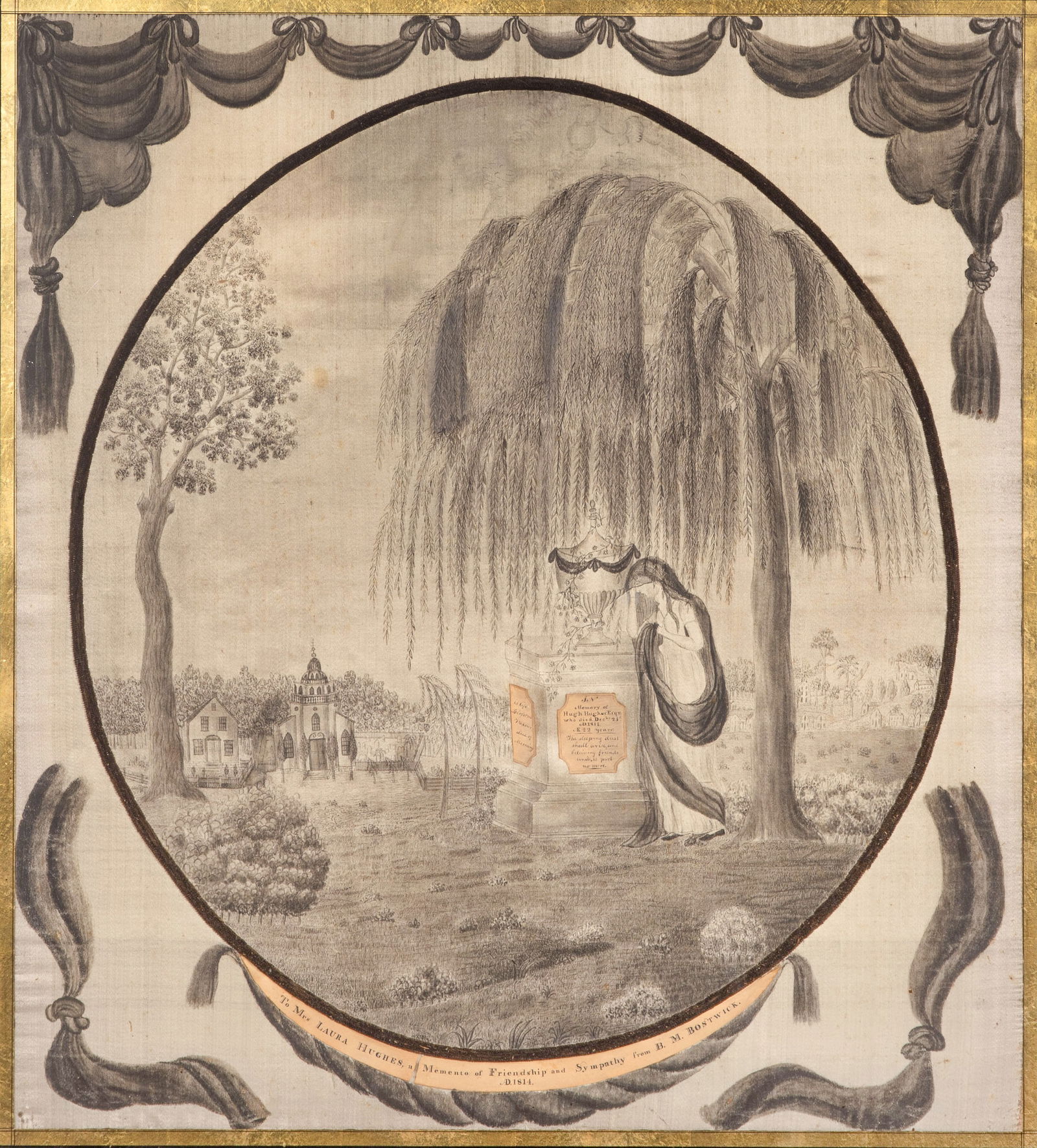 1814 Watercolor on Silk Momento Mori (1 of 9)