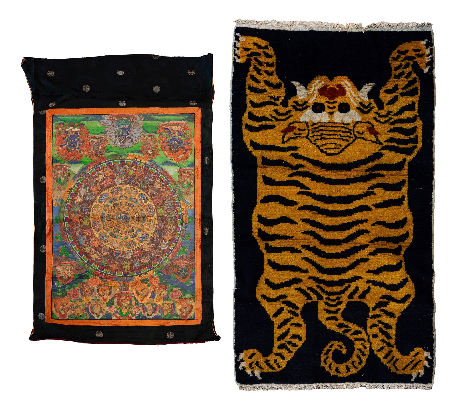 Chinese Wool Rug and Tibetan Thangka (1 of 9)