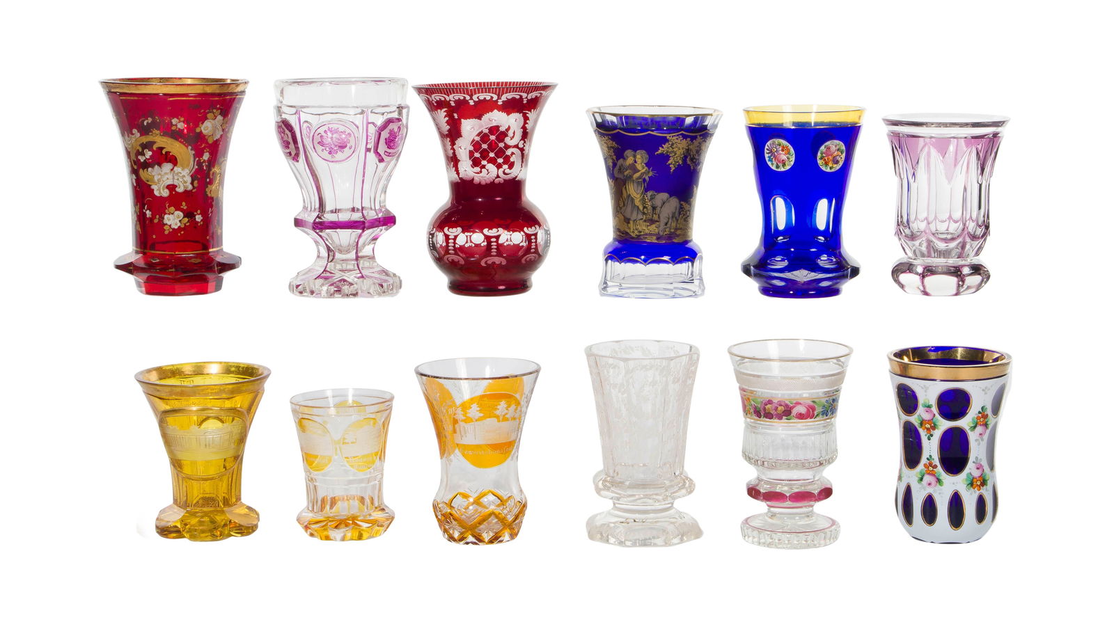 Austrian Cut-to-Clear, Etched and Enameled Glass Assortment (1 of 2)