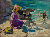 Dorthea Sharp (British, 1873-1955) 'By the Shore' Oil on Board