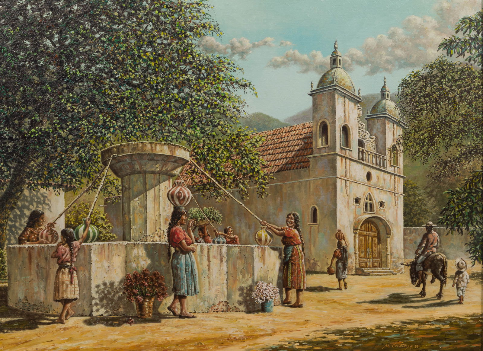 Michael Gentry (American, 1940-1994) 'The Wishing Well' Oil on Canvas (1 of 4)