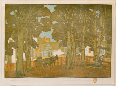 Gustave Baumann (American, 1871-1971) 'Courthouse Yard' Woodcut