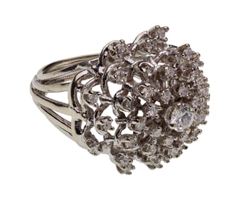 14k White Gold and Diamond Ring