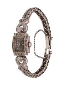 Hamilton 14k White Gold and Diamond Case and Band Wristwatch