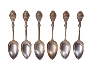 John T. Fox Coin Silver Serving Spoons