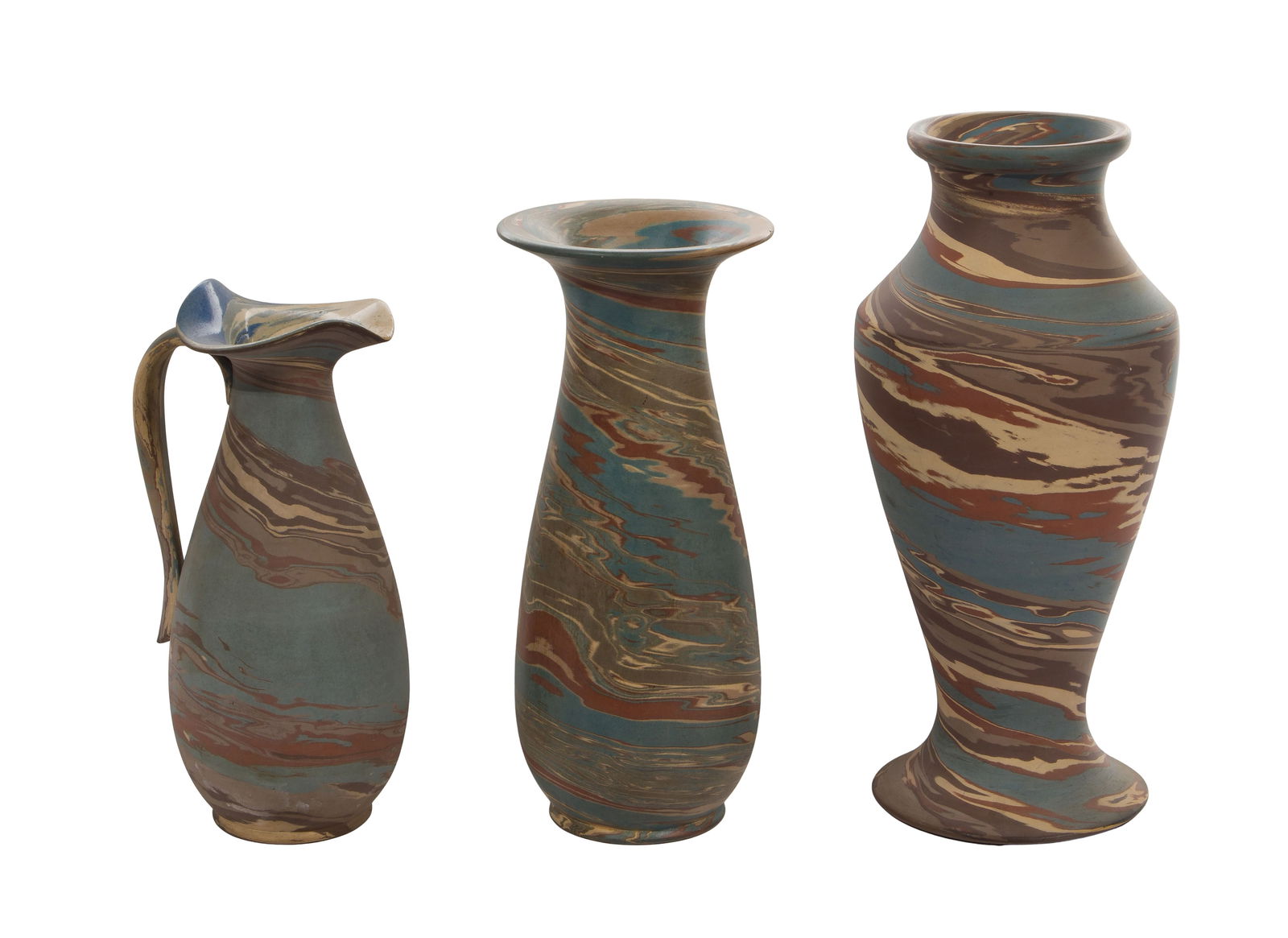 Niloak Pottery Mission Swirl Vases and Pitcher (1 of 3)