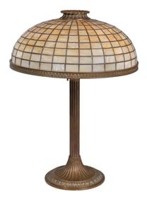 R. Williamson & Co. Table Lamp with Leaded Glass Shade