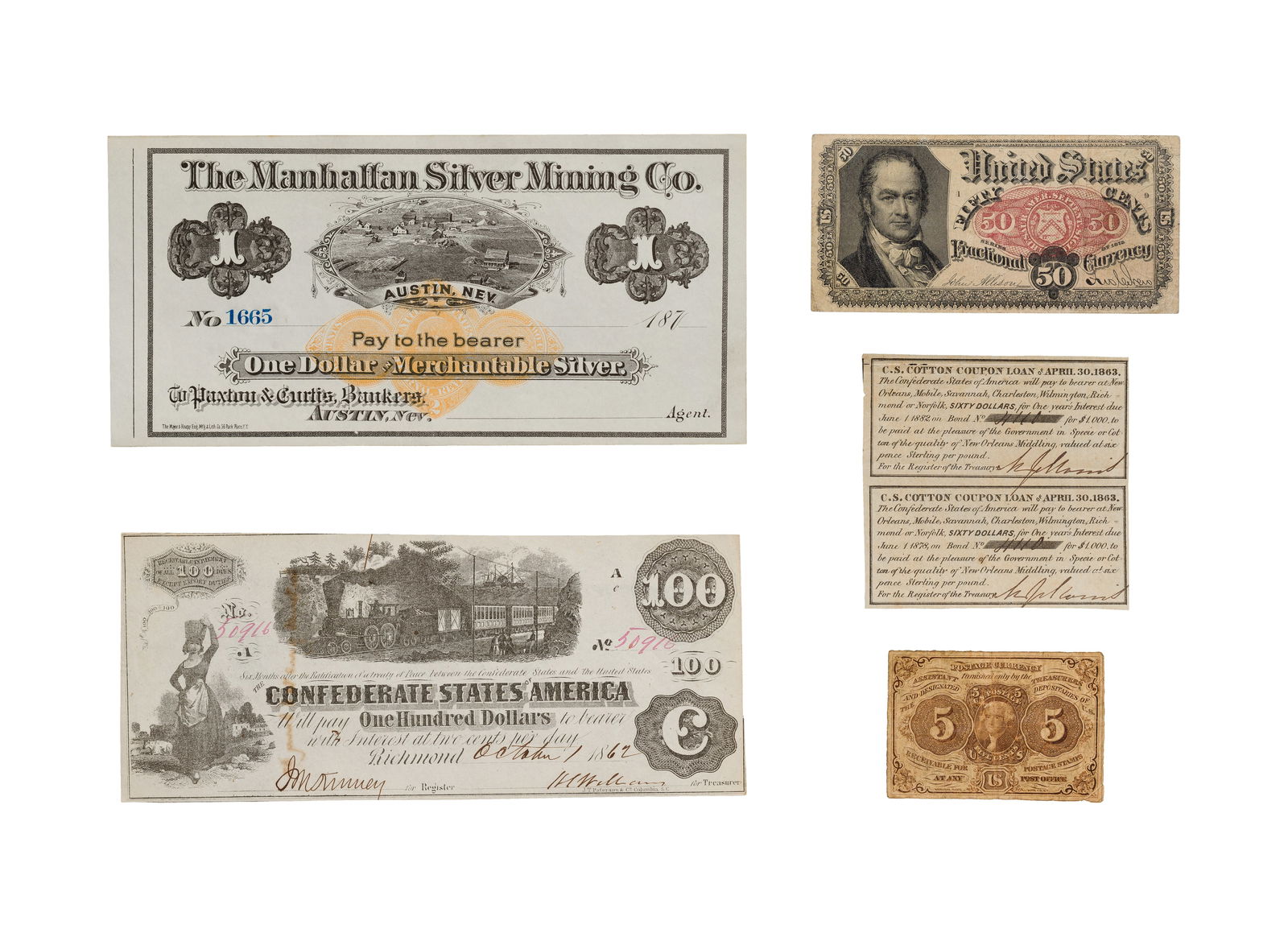 US Fractional, Confederate and Merchantable Note Assortment (1 of 2)