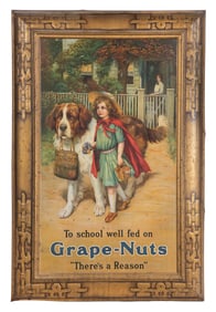 Grape Nuts Lithographed Tin Advertising Sign