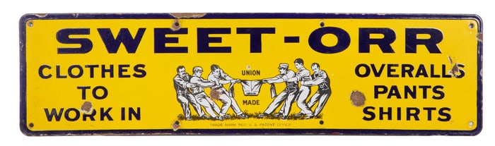 Sweet-Orr Overalls Advertising Porcelain Sign