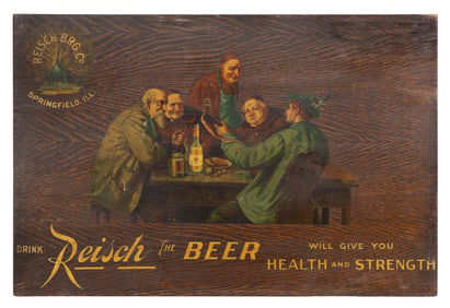Reisch Brg. Co. Wood Advertising Sign