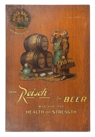 Reisch Brg. Co. Wood Advertising Sign