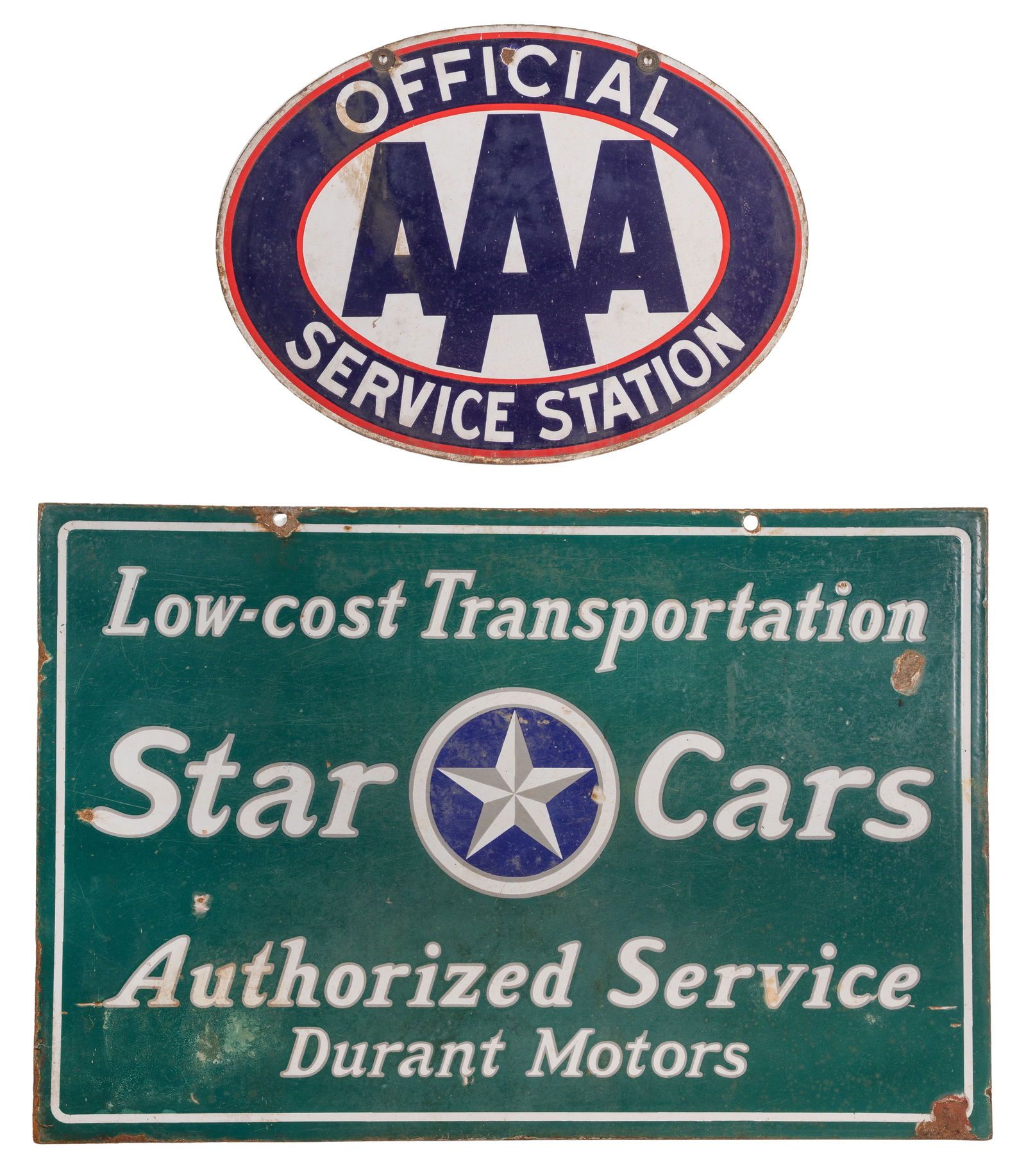 Automotive Double Sided Enameled Metal Advertising Signs (1 of 2)