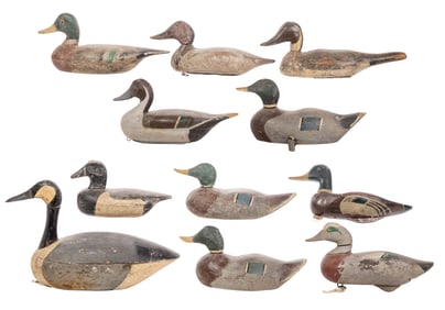 Carved Wood Duck Decoy Assortment