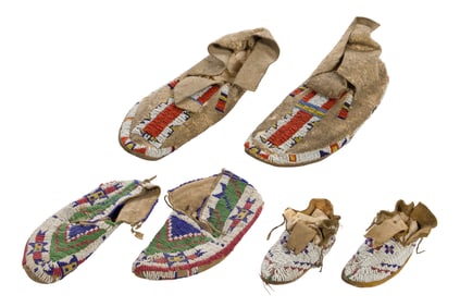 Native American Sioux Beaded Moccasin Assortment