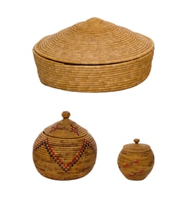 Native American Inuit Lidded Basket Assortment