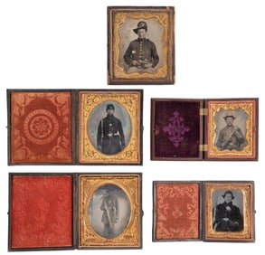 Civil War Armed Soldier Cased Tintype Photograph Assortment