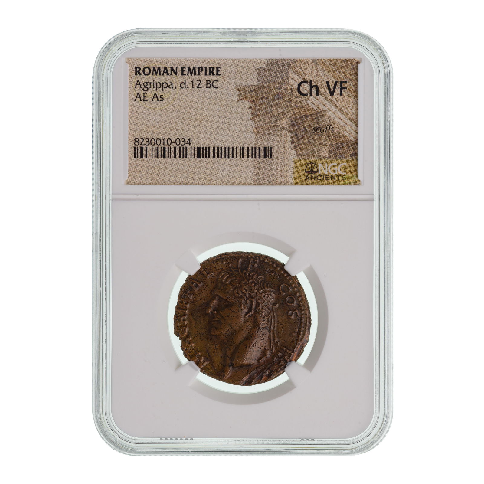 ROMAN EMPIRE, Agrippa, d.12 BC, AE As CH VF NGC (1 of 2)