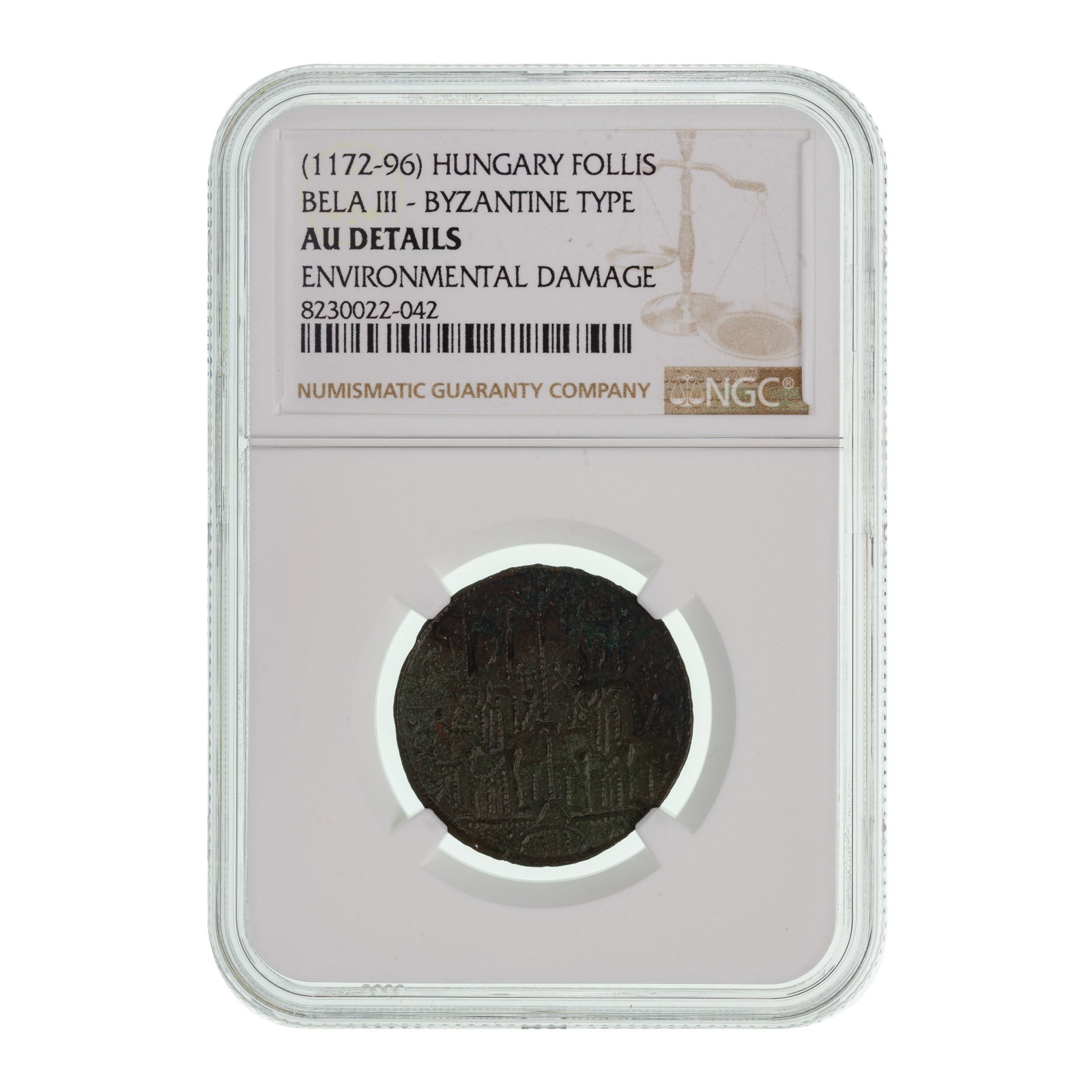HUNGARY (1172-96) Follis Bela III - Byzantine Type AU DETAILS NGC: HUNGARY (1172-96) Follis Bela III - Byzantine Type AU DETAILS NGC NGC certificate #8230022-042, environmental damage Property from: a Private Collector, Kenilworth, Illinois Category: World Coins & Cu