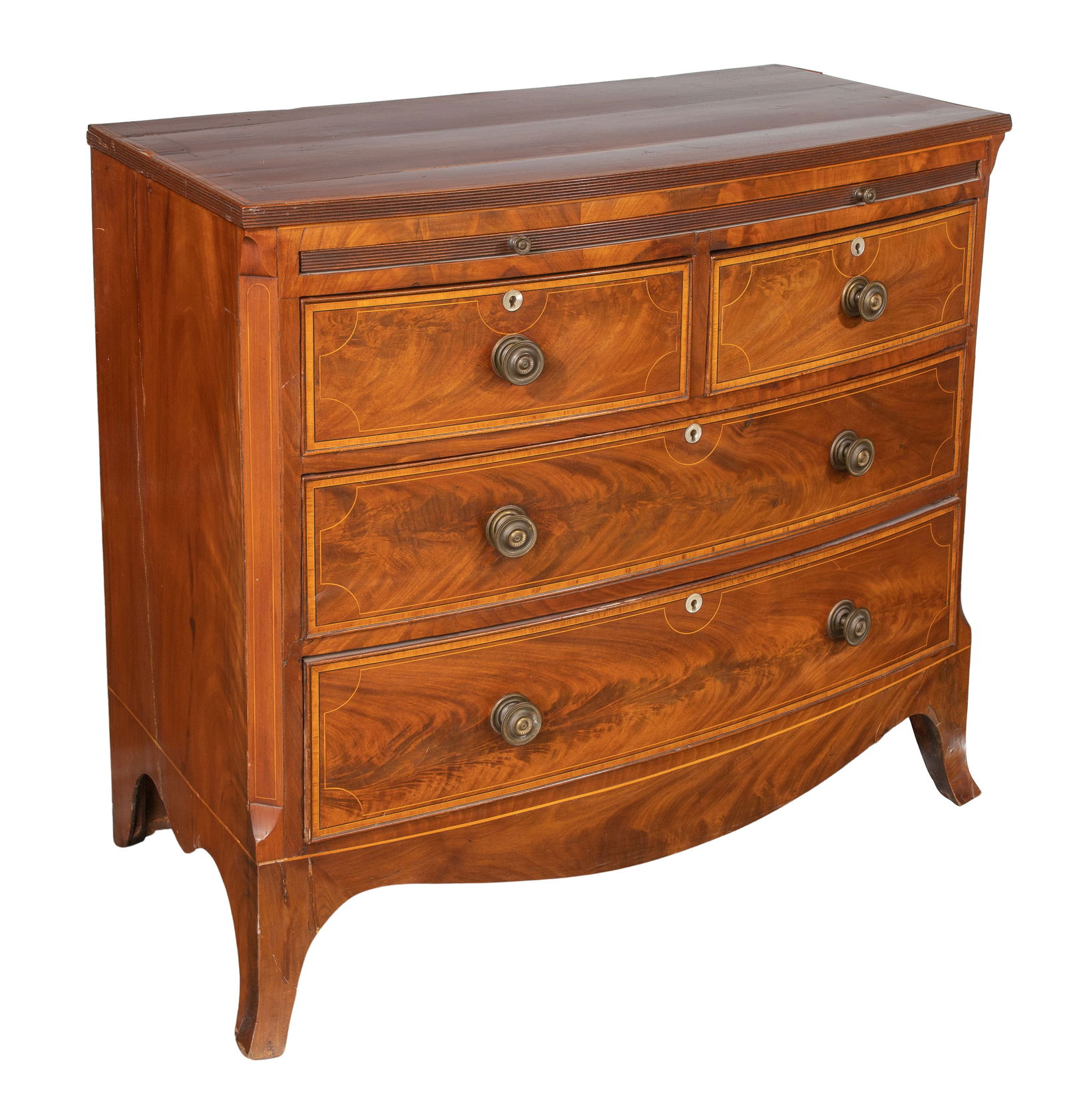 George III Style Inlaid Mahogany Bowfront Chest (1 of 7)