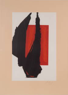 Robert Motherwell (American, 1915-1991) 'Chicago' Color Lithograph: Robert Motherwell (American, 1915-1991) 'Chicago' Color Lithograph 1981, pencil signed and #60/150 lower right, matted behind acrylic in a black metal frame Property from: a Private Collector, Shakope