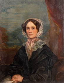 George J. Robertson (English, 1810-1894) 'Portrait of Mrs. John Brewer' Oil on Canvas on Board