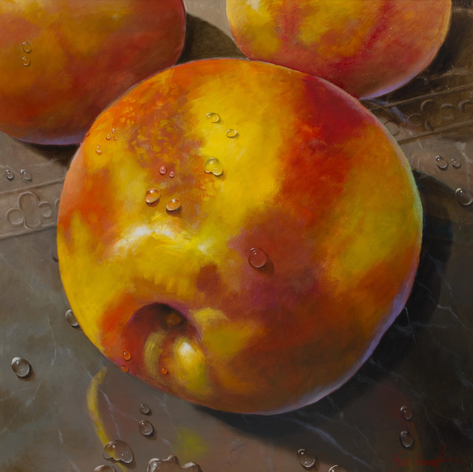 Don Kettleborough (American, 20th Century) Oil on Canvas: Don Kettleborough (American, 20th Century) Oil on Canvas Undated, signed lower right, depicting peaches, in a gold-tone wood frame Property from: a Private Collector, Barrington, Illinois Height: 31 3