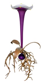 Charles Savoie (American, b.1959) Art Glass and Bronze Sculptural Floor Vase