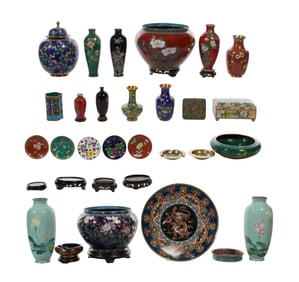 Cloisonne and Wooden Stand Assortment