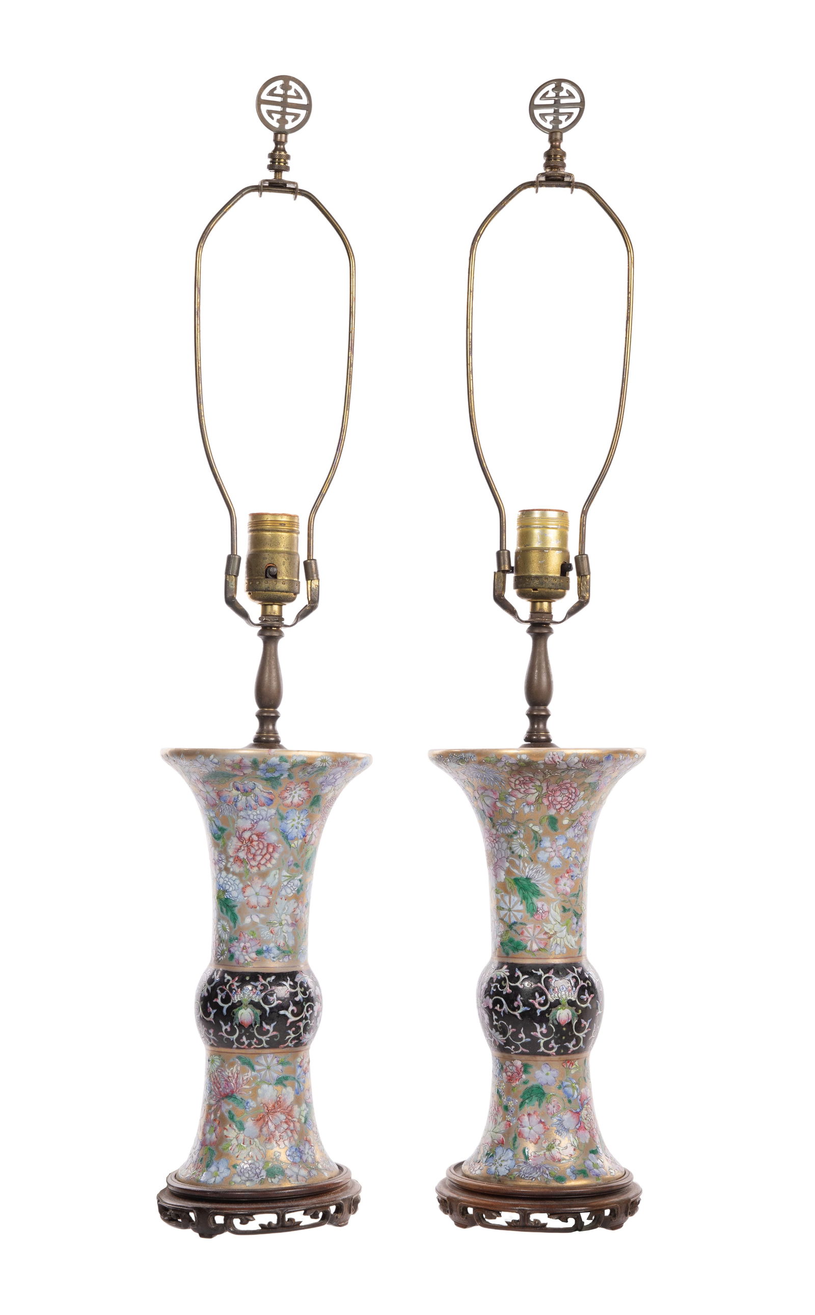 Chinese Gu Vase Porcelain Lamps (1 of 10)