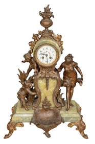 French Cast Metal Mantel Clock