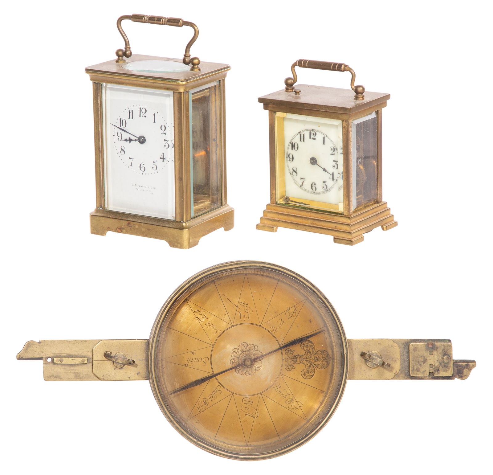 Brass Carriage Clocks and Surveying Compass (1 of 2)