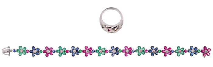 18k White Gold and Gemstone Jewelry