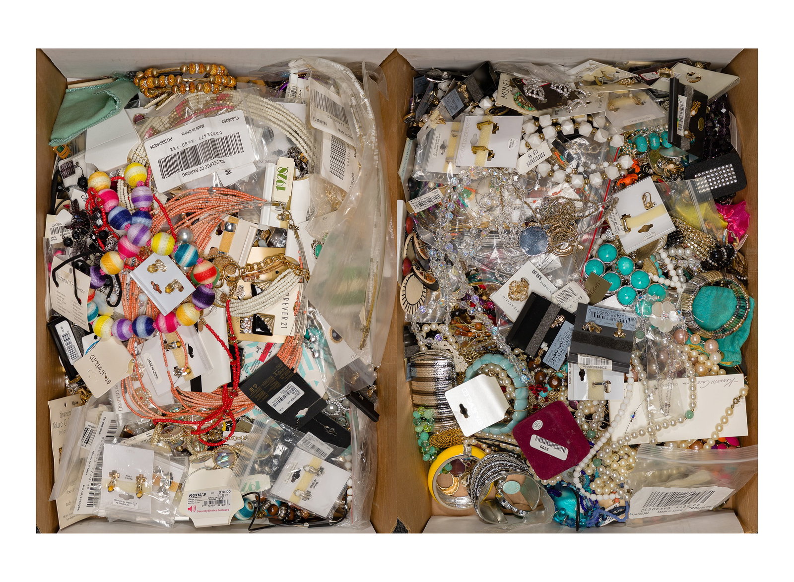 Costume Jewelry Assortment: Costume Jewelry Assortment Approximately (35) pounds including necklaces, bracelets, pins and earrings Property from: an Estate, Northbrook, Illinois Length: 20 inches (necklace) Condition: light to m