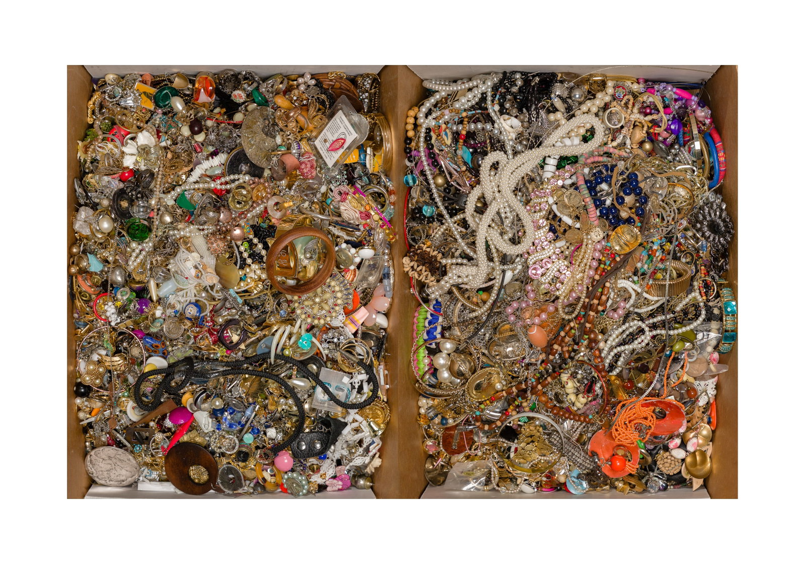 Costume Jewelry Assortment: Costume Jewelry Assortment Approximately (70) pounds including necklaces, bracelets, pins and rings Property from: a Private Collector, Gilbert, Illinois Length: 40 inches (necklace) Condition: light 