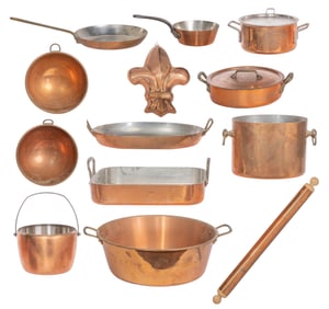 Copper Pot and Utensil Assortment