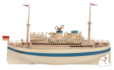 Fleischmann Ocean Liner Tin Litho Clockwork Toy