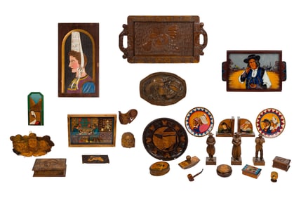 European Carved Wood Object Assortment