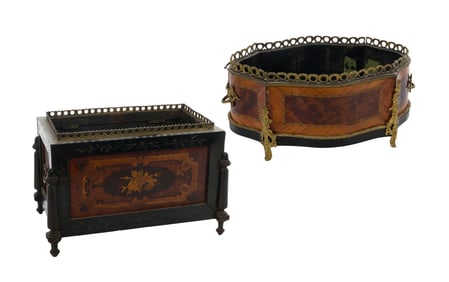 Wood Inlay and Brass Planters