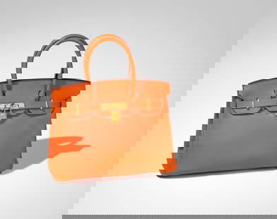 Hermes Birkin Togo 30 Handbag: Hermes Birkin Togo 30 Handbag Orange togo leather having gold-tone hardware, tonal stitching, front flap, two straps, double rolled handles, center toggle closure, lock, clochette having two hidden ke