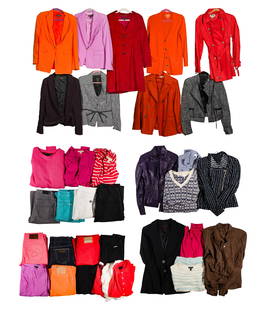 Designer Clothing Assortment: Designer Clothing Assortment Including a coat and (4) Escada jackets, (3) Michael Kors jackets, a Kenneth Cole jacket; together with approximately (20) pounds of jeans, slacks, blouses and sweaters fr
