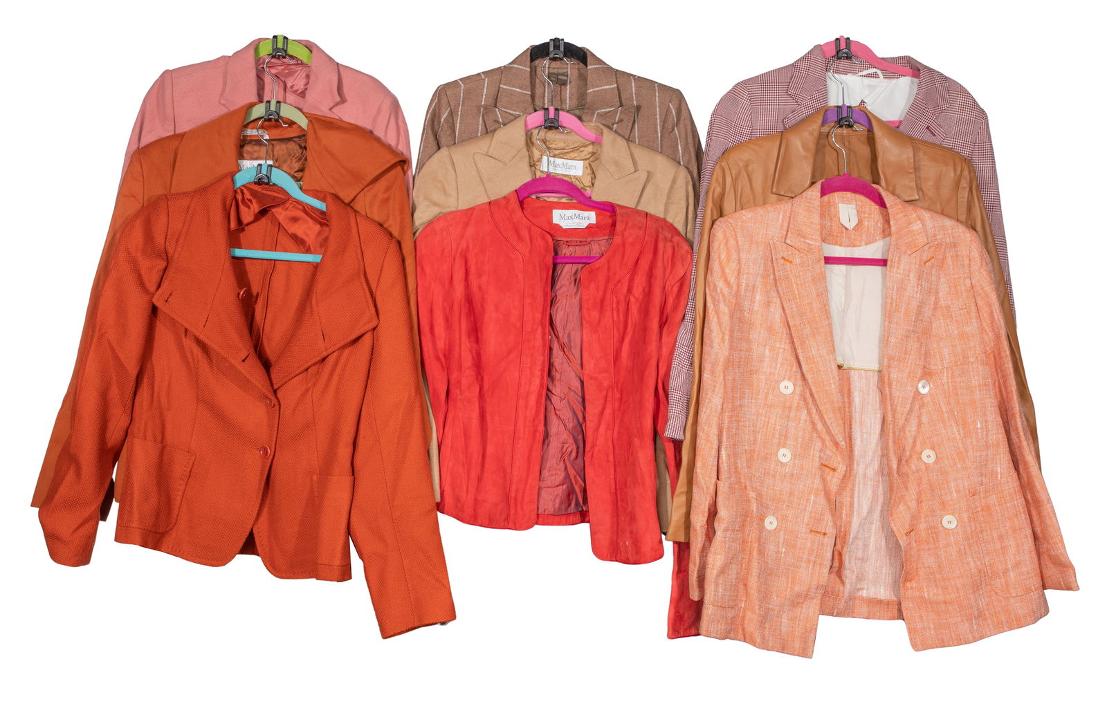 Max Mara Designer Clothing Assortment: Max Mara Designer Clothing Assortment Approximately (30) items in various styles, cuts, fabric and colors including blazers, jackets, pants and sweaters, all having labels Property from: a Private Col