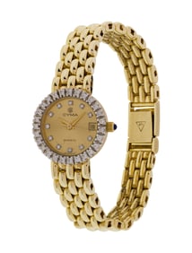 Cyma 14k Yellow Gold and Diamond Case and Band Wristwatch