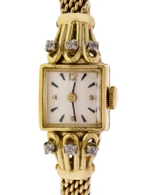 Robert Ronnel 14k Yellow Gold and Diamond Case and Band Wristwatch