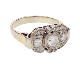 14k White Gold and Diamond Ring