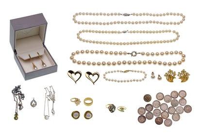 Gold, Sterling Silver and Costume Jewelry Assortment