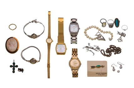 Gold, Sterling Silver and Costume Jewelry and Wristwatch Assortment
